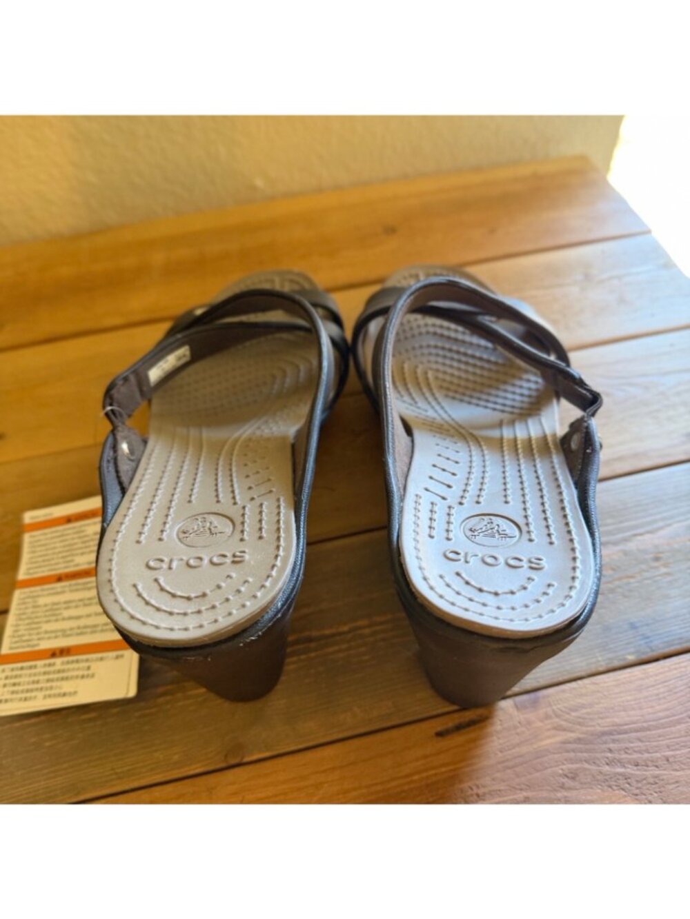 Crocs Cyprus IV Heel Sandals Women's Size 9 Espresso/Mushroom NWT - Picture 4 of 9